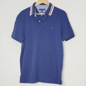 Tommy Hilfiger Men's Navy Blue 100% Cotton Custom Fit Polo Shirt Sz Large